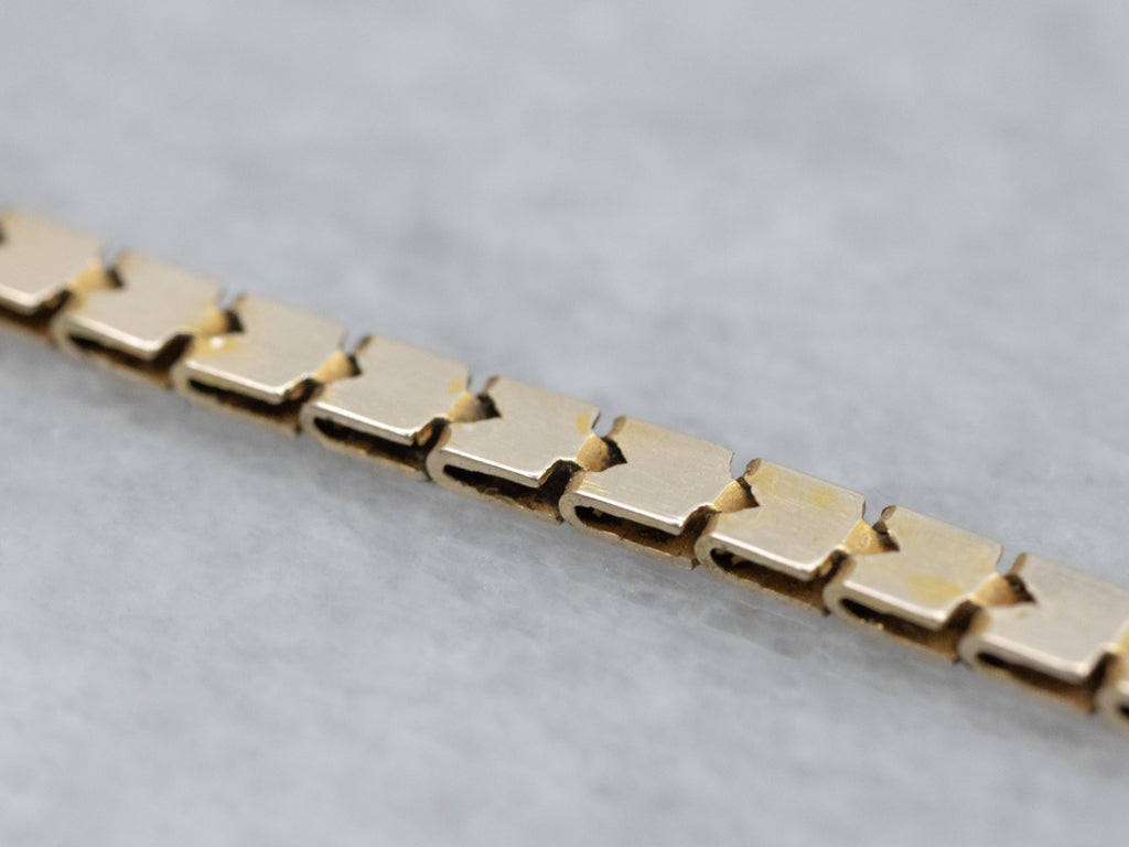 Vintage Gold Garnet Cabochon Link Necklace