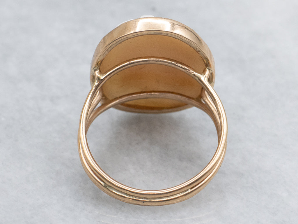 Vintage Rose Gold Greek Philosophers Cameo Ring