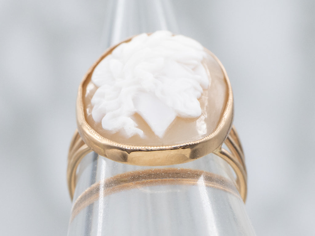 Vintage Rose Gold Greek Philosophers Cameo Ring