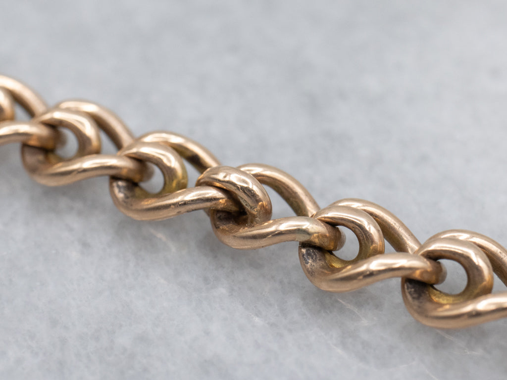 Antique Rose Gold Watch Chain with Swivel and Toggle Clasp