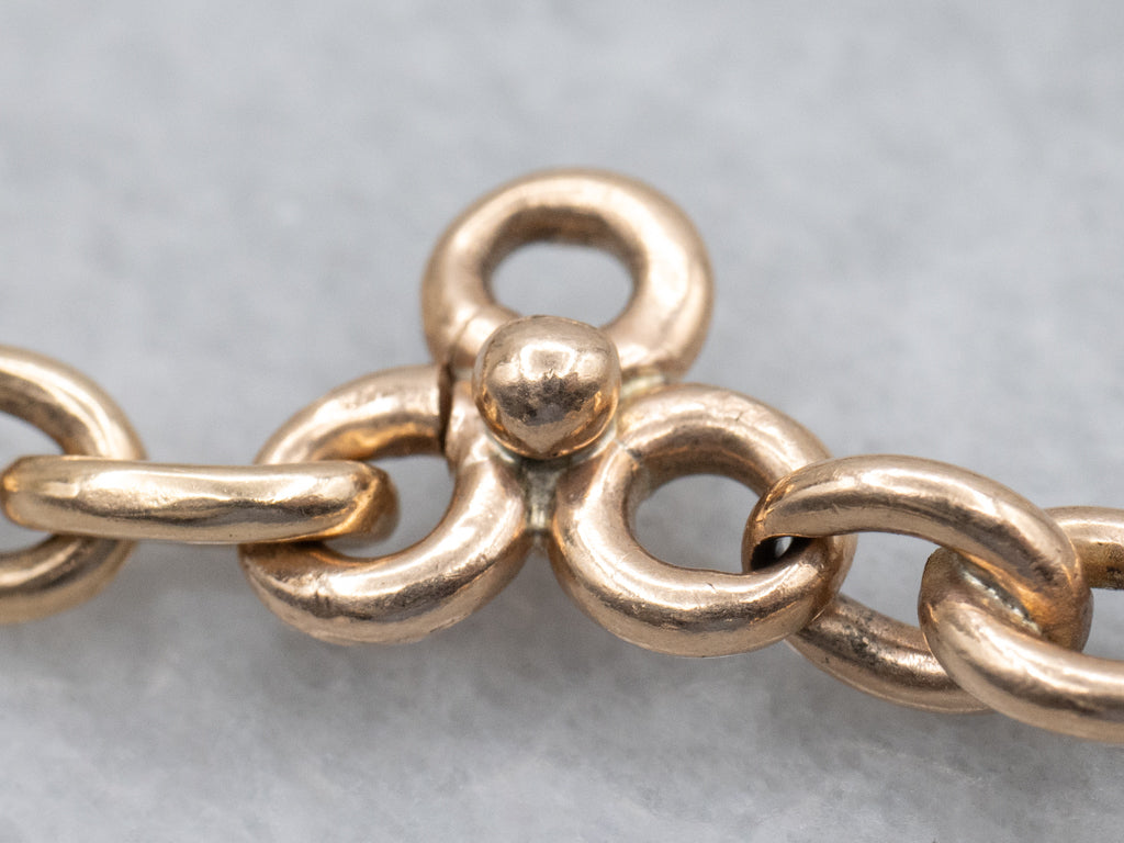 Antique Rose Gold Watch Chain with Swivel and Toggle Clasp
