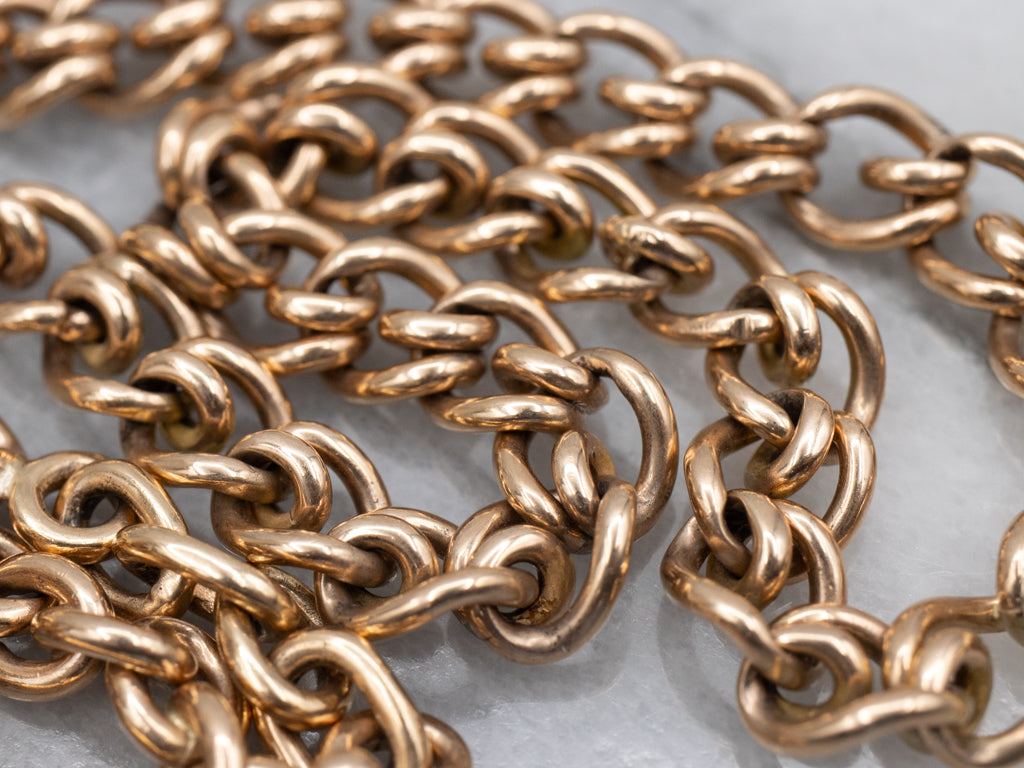 Antique Rose Gold Watch Chain with Swivel and Toggle Clasp