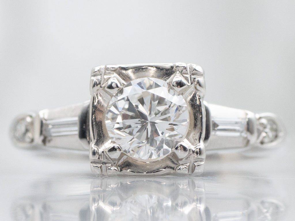 White Gold Diamond Engagement Ring Circa 1940s