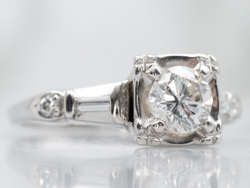 White Gold Diamond Engagement Ring Circa 1940s