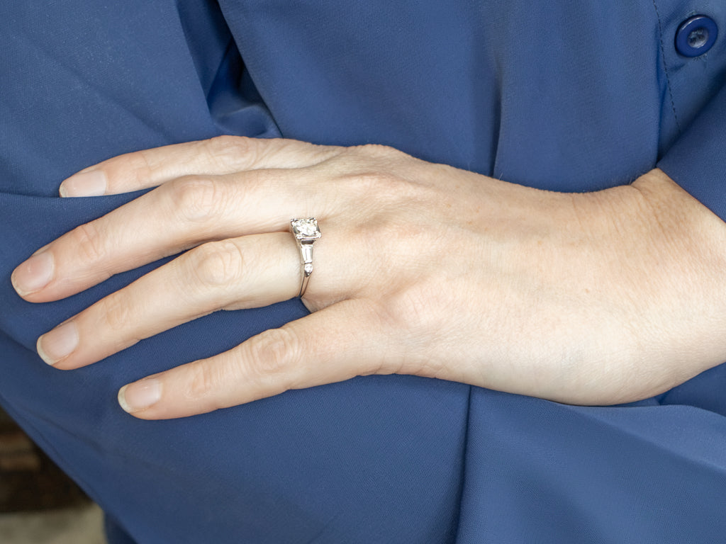 White Gold Diamond Engagement Ring Circa 1940s