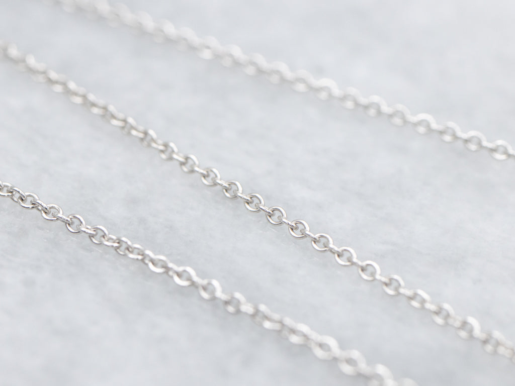 14K White Gold Diamond "Smiley" Crescent Necklace