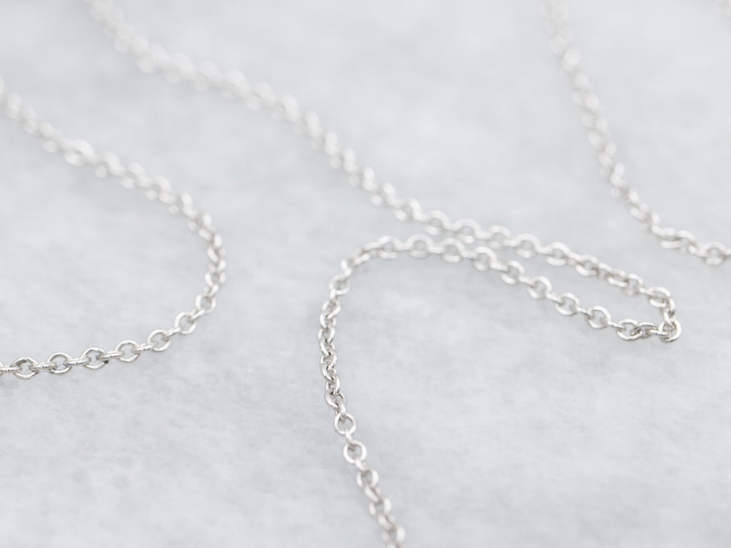 14K White Gold Diamond "Smiley" Crescent Necklace