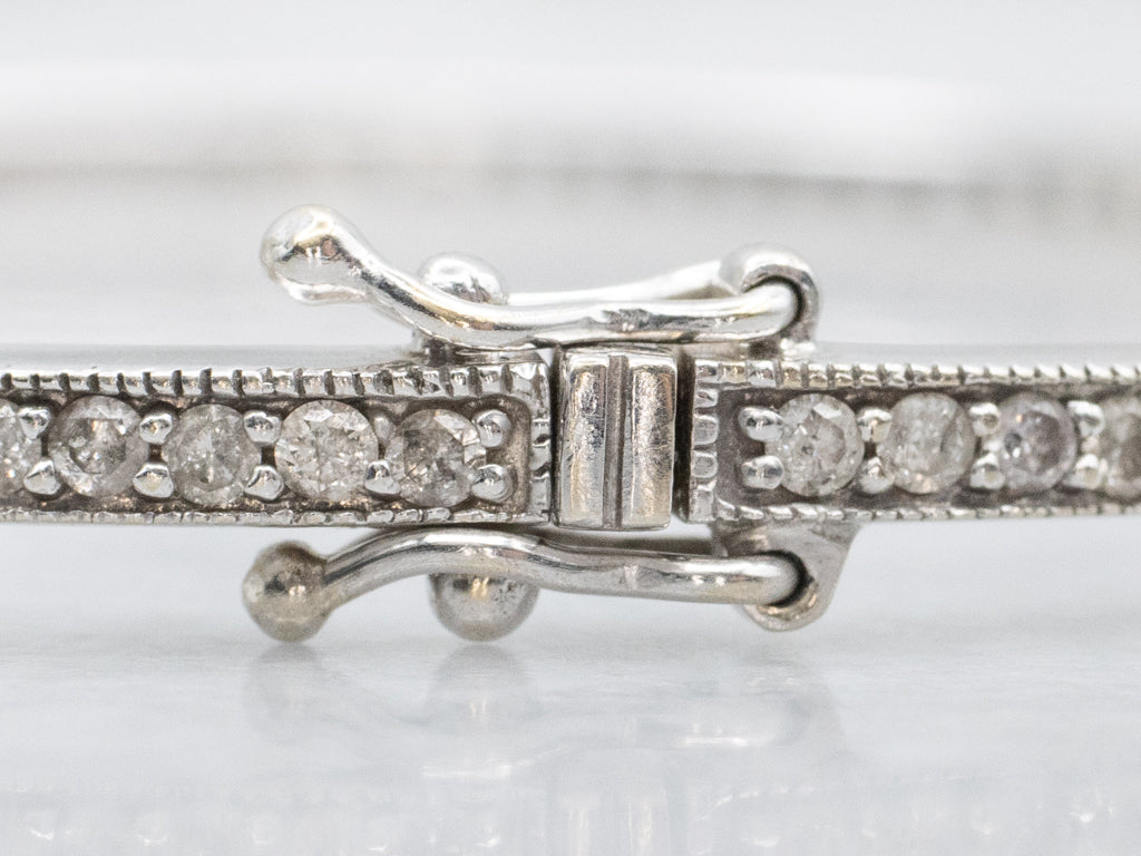 14K White Gold Diamond Bangle Bracelet