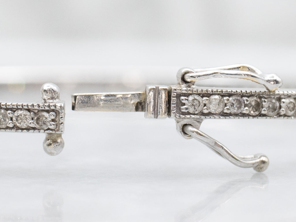 14K White Gold Diamond Bangle Bracelet
