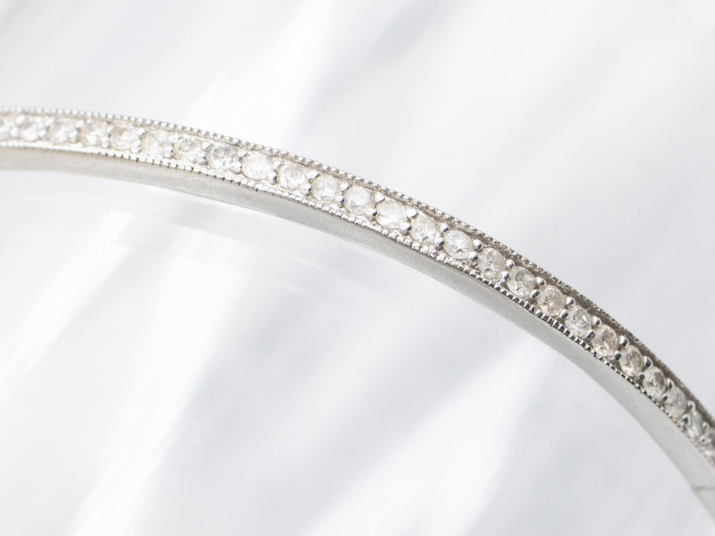 14K White Gold Diamond Bangle Bracelet