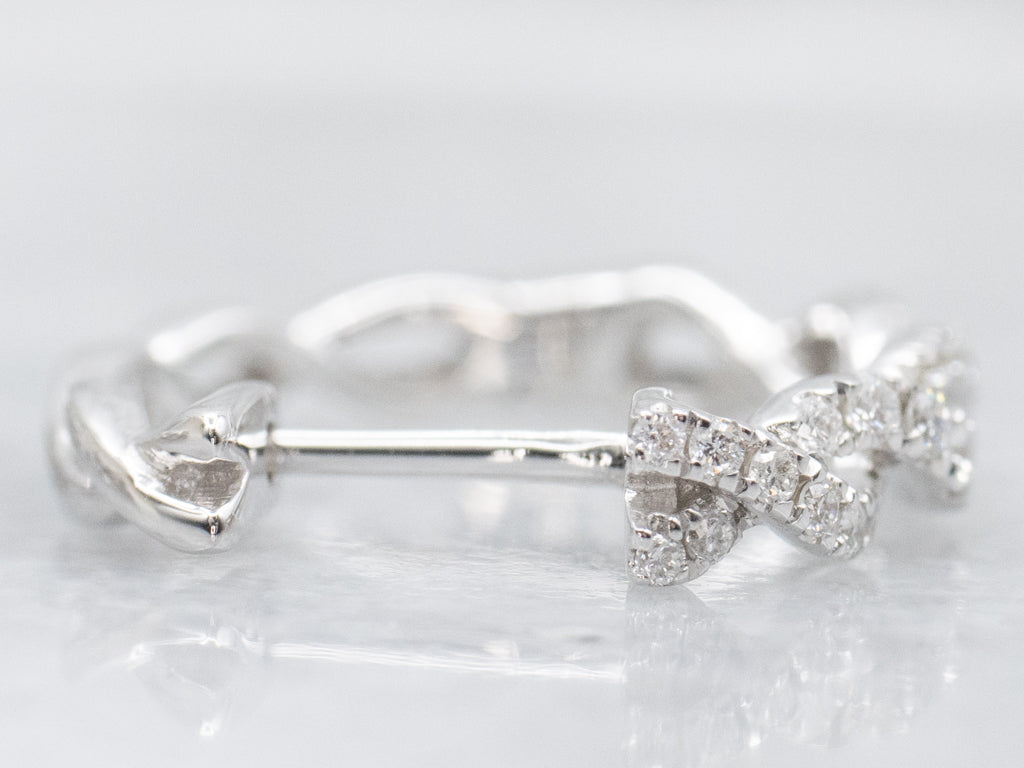 14K White Gold Diamond Twist Hoop Earrings