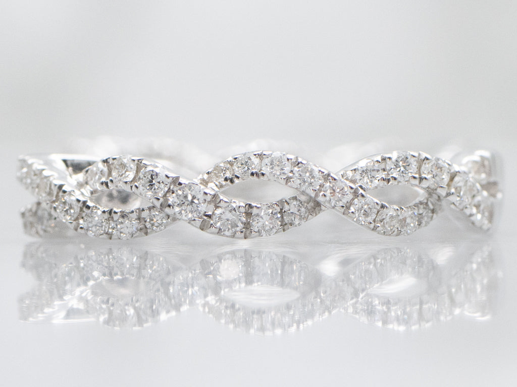 14K White Gold Diamond Twist Hoop Earrings