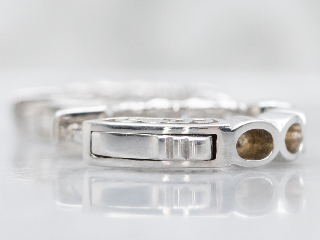 14K White Gold Diamond Hoop Earrings