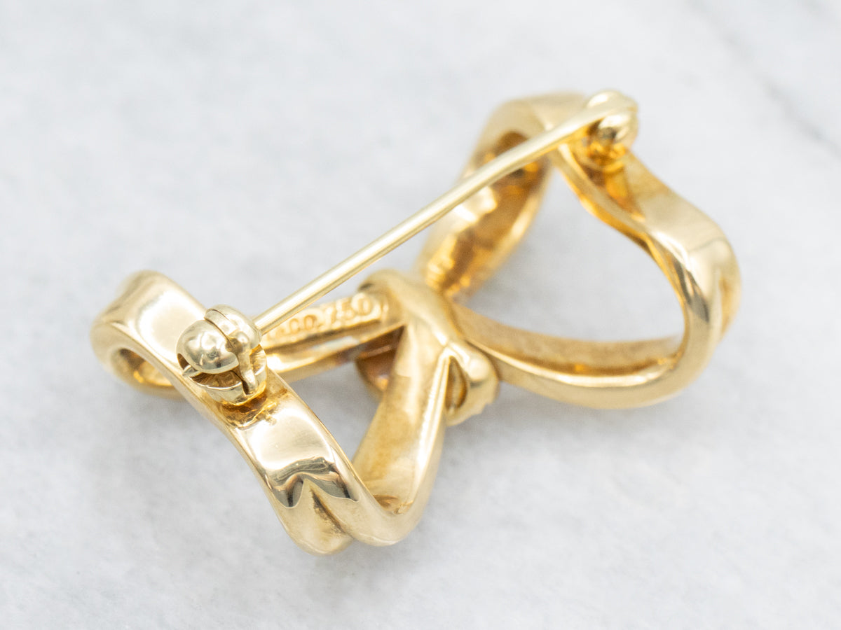 Vintage Double Ribbon Tiffany & Co. Gold Brooch