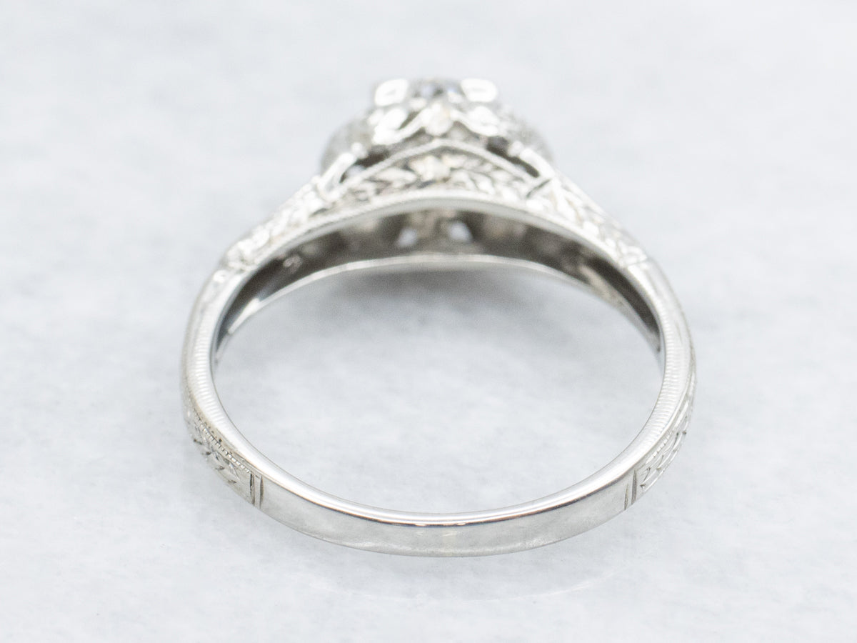 Antique Hand-Engraved Diamond Engagement Ring