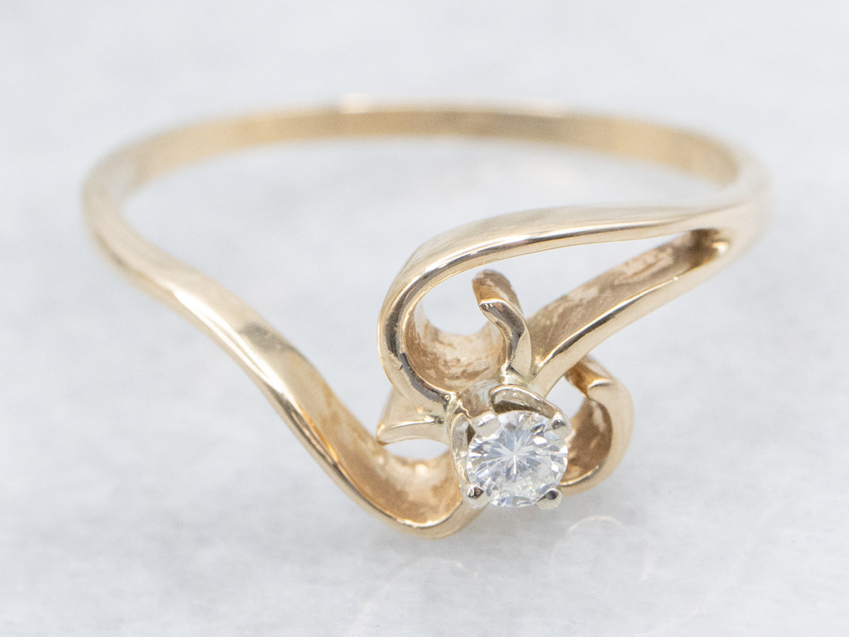 Modernist Gold Diamond Bypass Ring