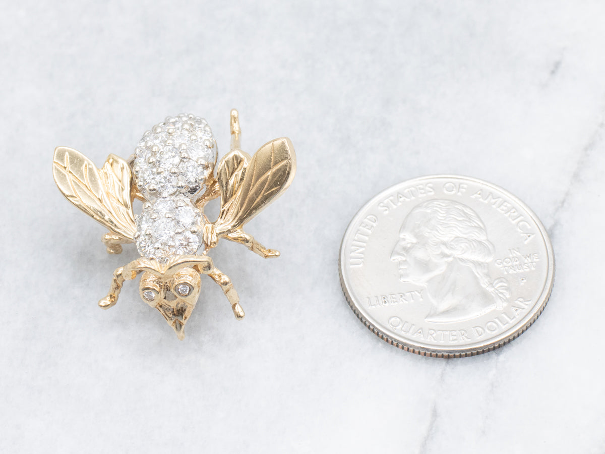 Sparkling Diamond-Encrusted Bumblebee Pin