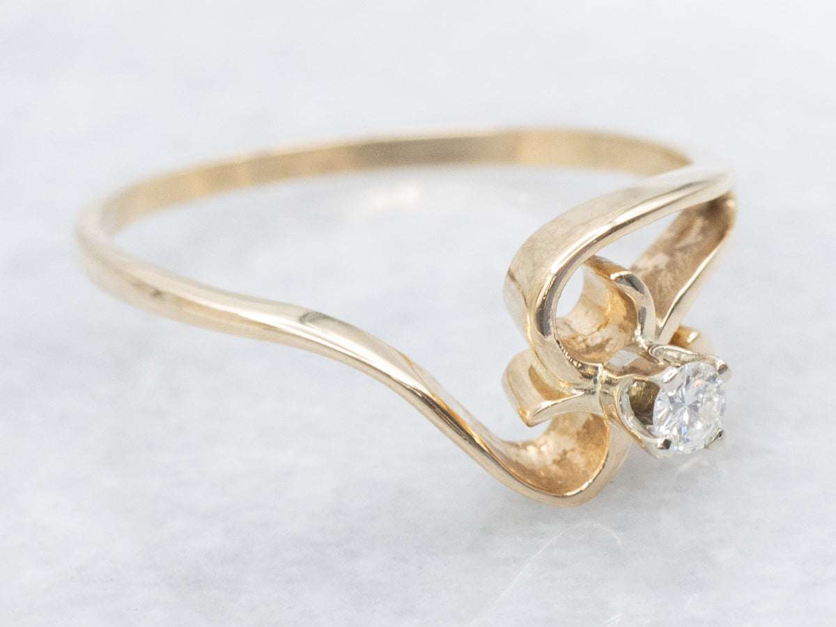 Modernist Gold Diamond Bypass Ring
