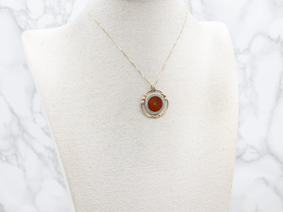 Vintage Gold and Enamel M.I.T Pendant with Double Bail