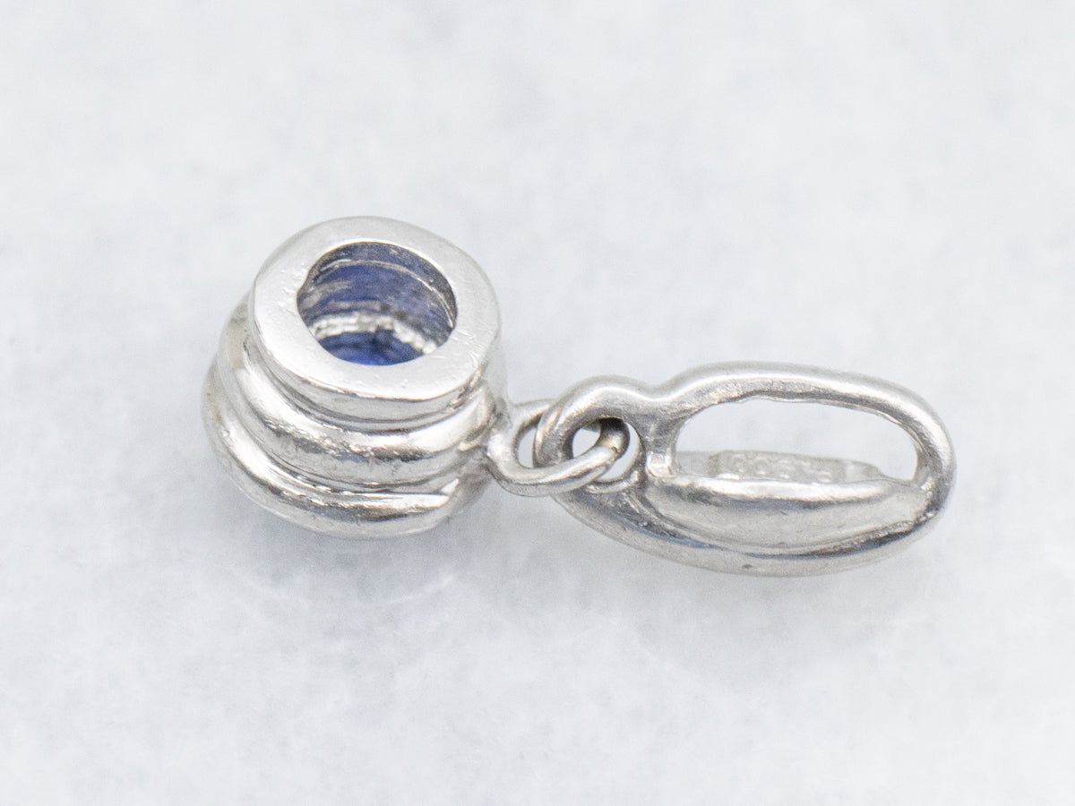 Bright Blue Round-Cut Sapphire Platinum Pendant