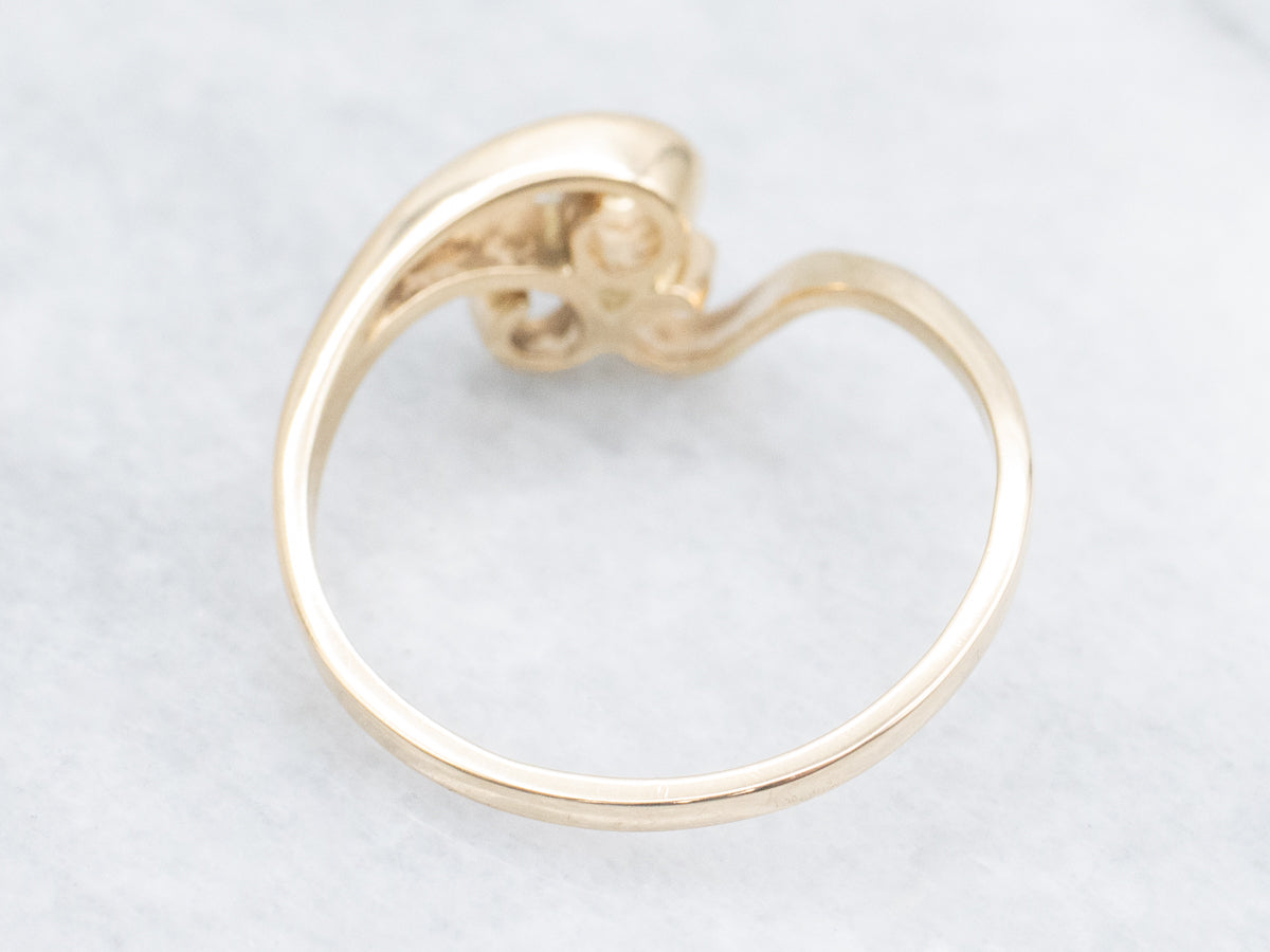 Modernist Gold Diamond Bypass Ring