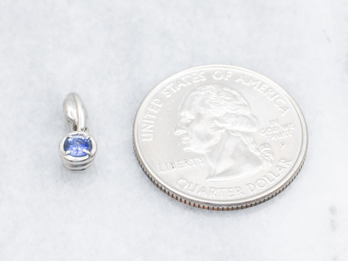 Bright Blue Round-Cut Sapphire Platinum Pendant