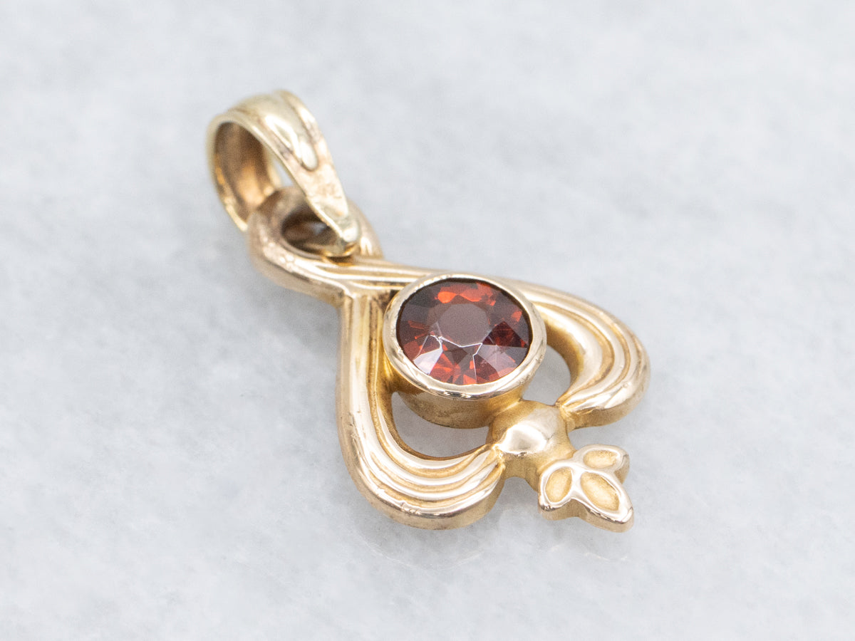 Antique Gold and Garnet Stickpin Conversion Pendant