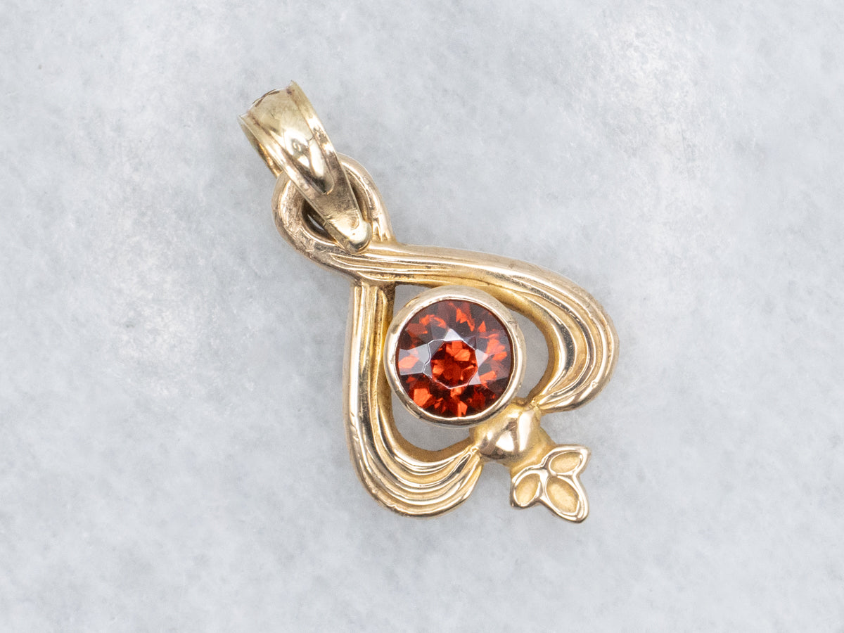 Antique Gold and Garnet Stickpin Conversion Pendant