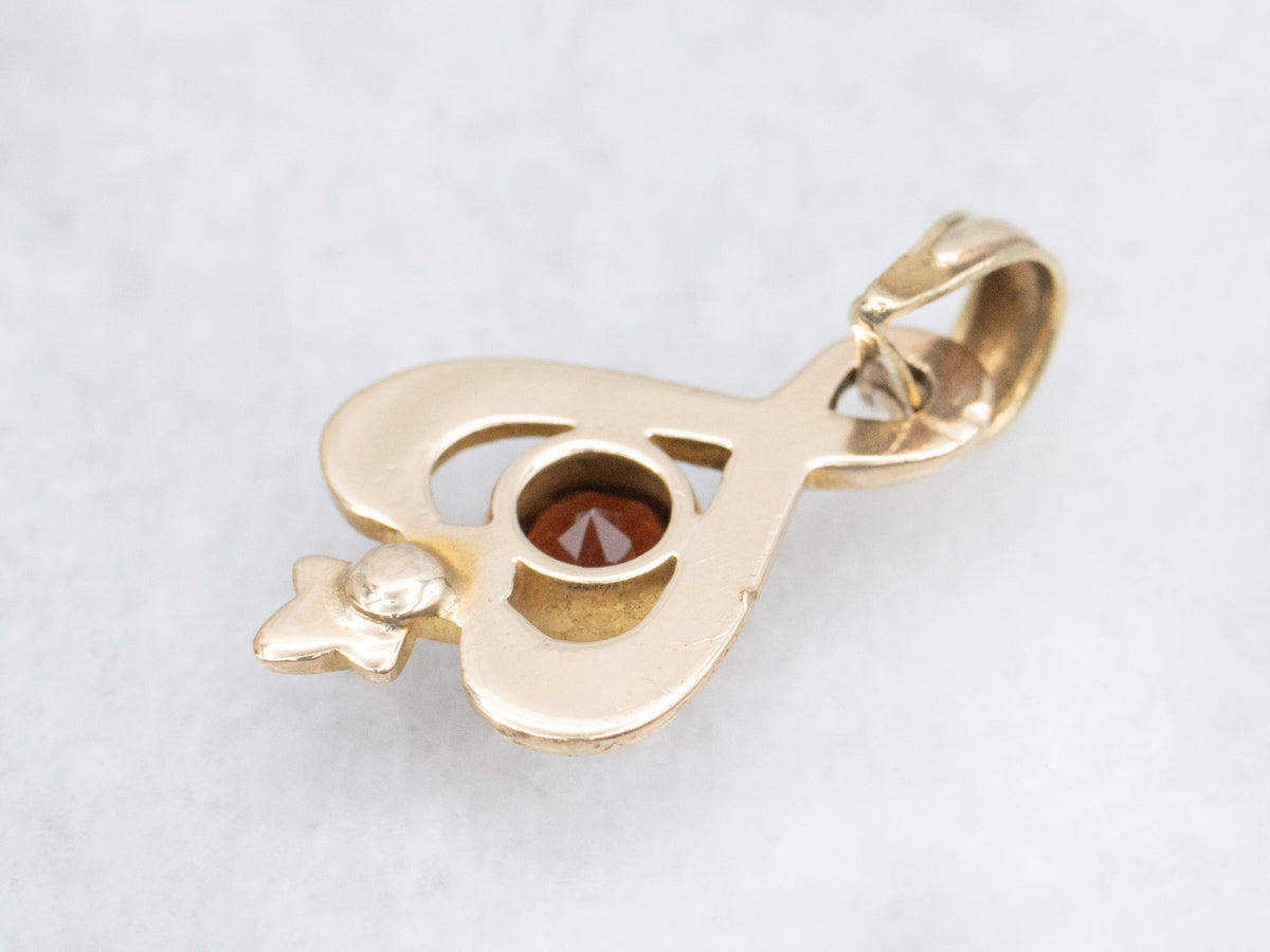 Antique Gold and Garnet Stickpin Conversion Pendant
