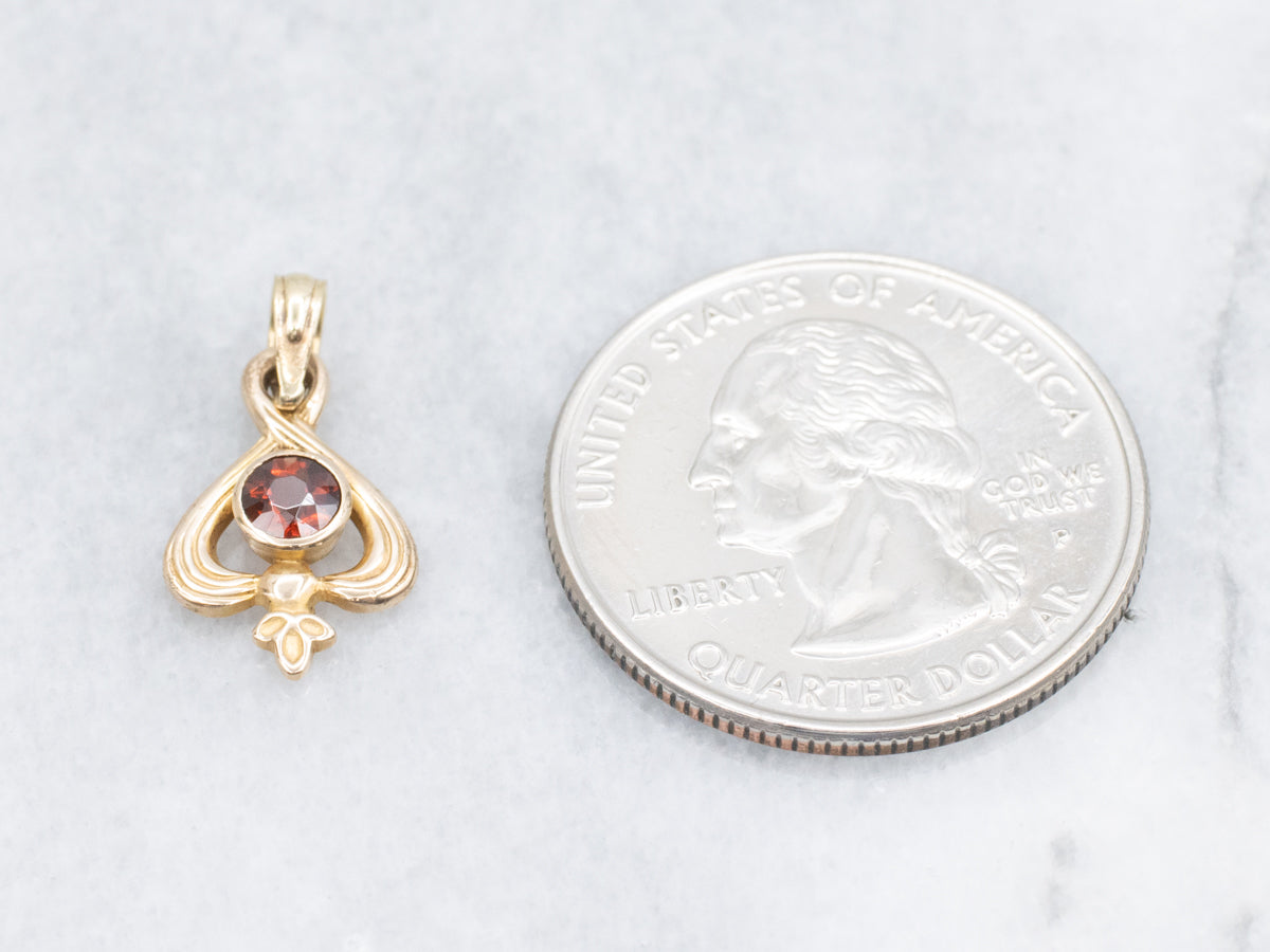 Antique Gold and Garnet Stickpin Conversion Pendant