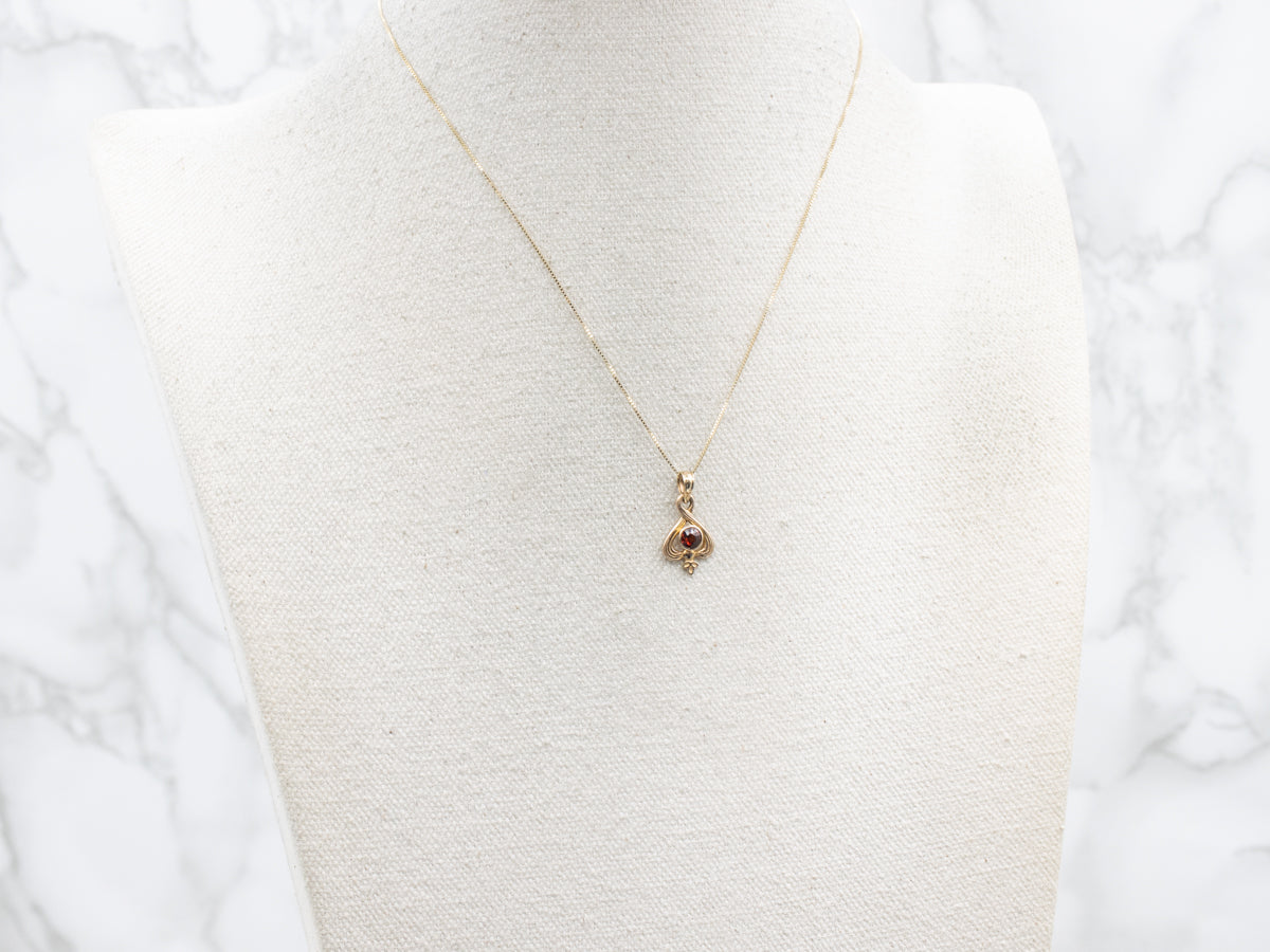 Antique Gold and Garnet Stickpin Conversion Pendant