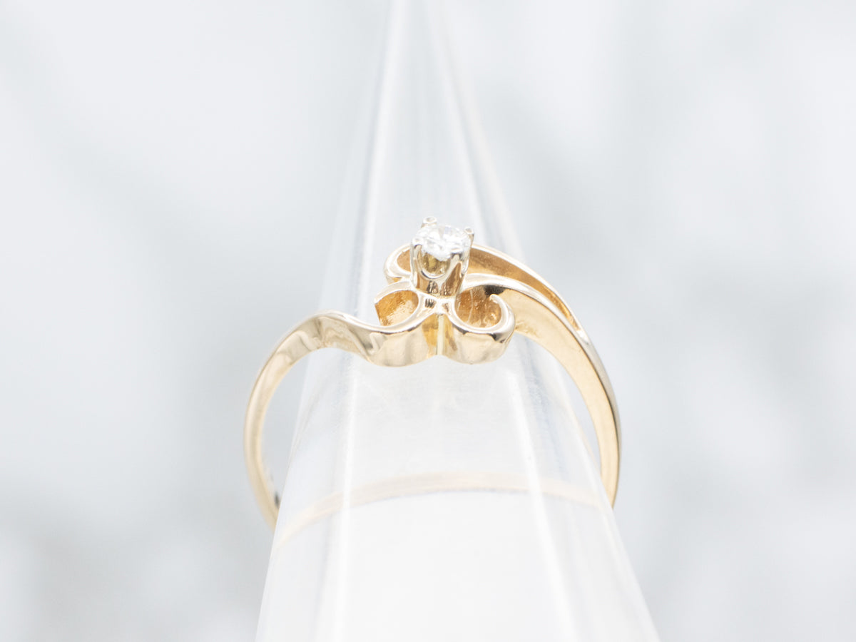 Modernist Gold Diamond Bypass Ring