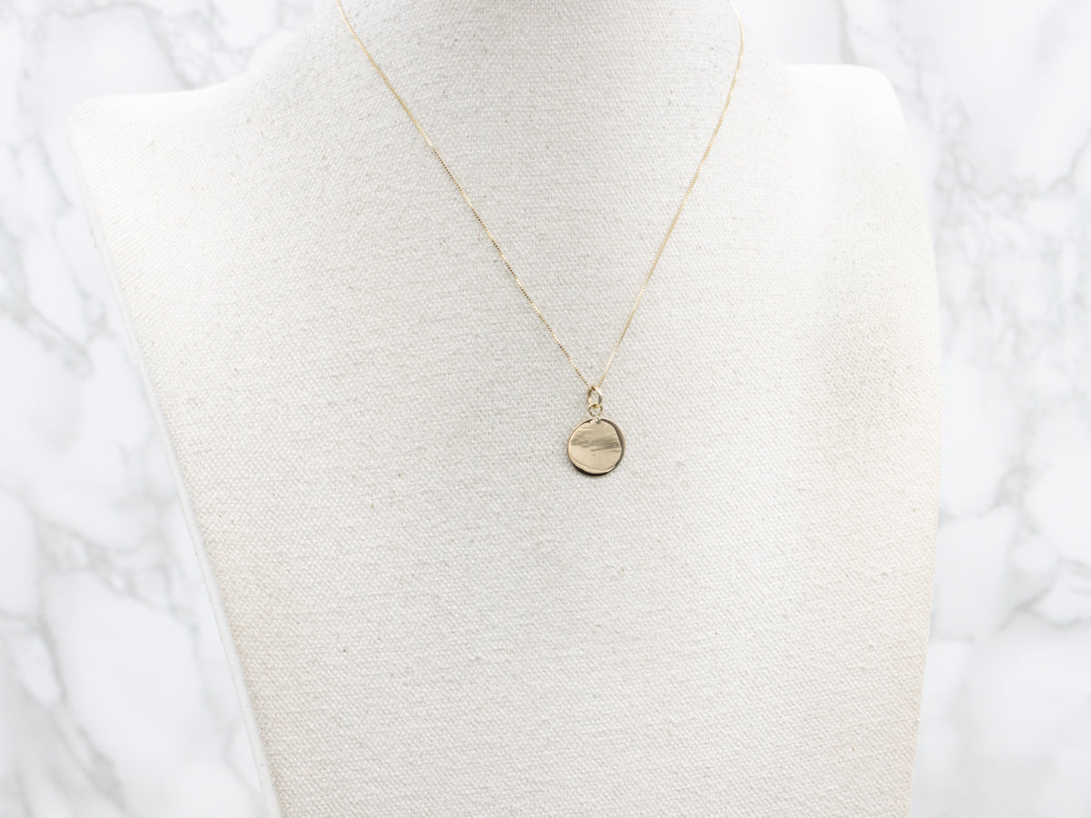 Polished Yellow Gold Disc Pendant