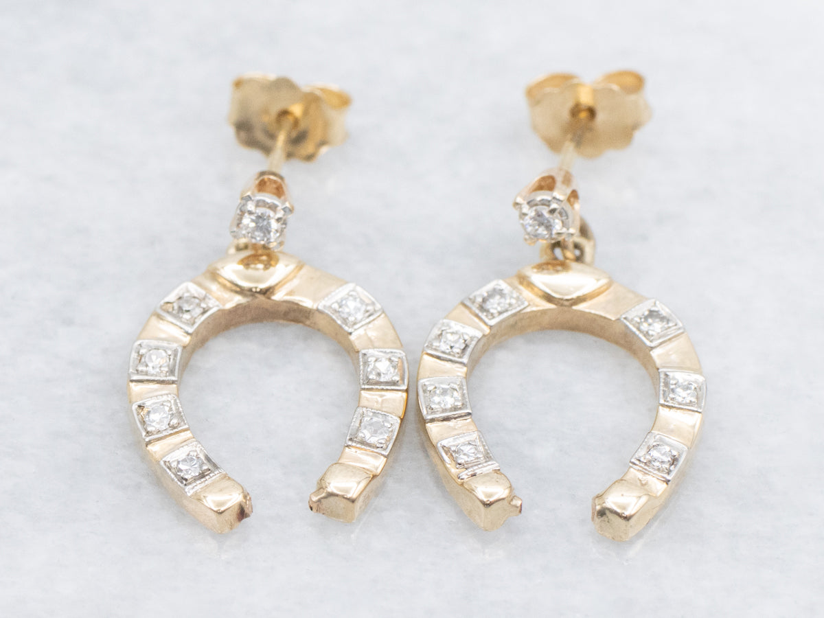 Sparkling Diamond Horseshoe Drop Earrings
