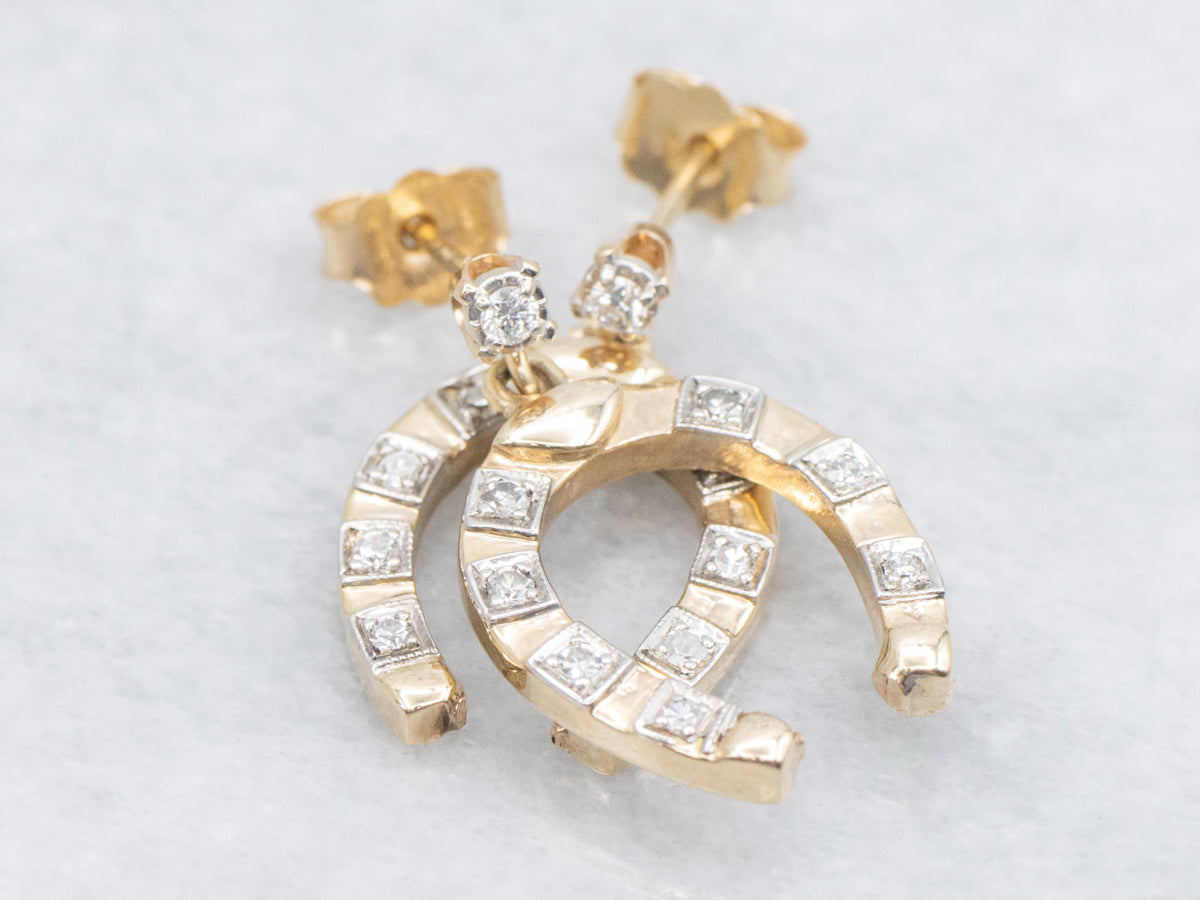 Sparkling Diamond Horseshoe Drop Earrings
