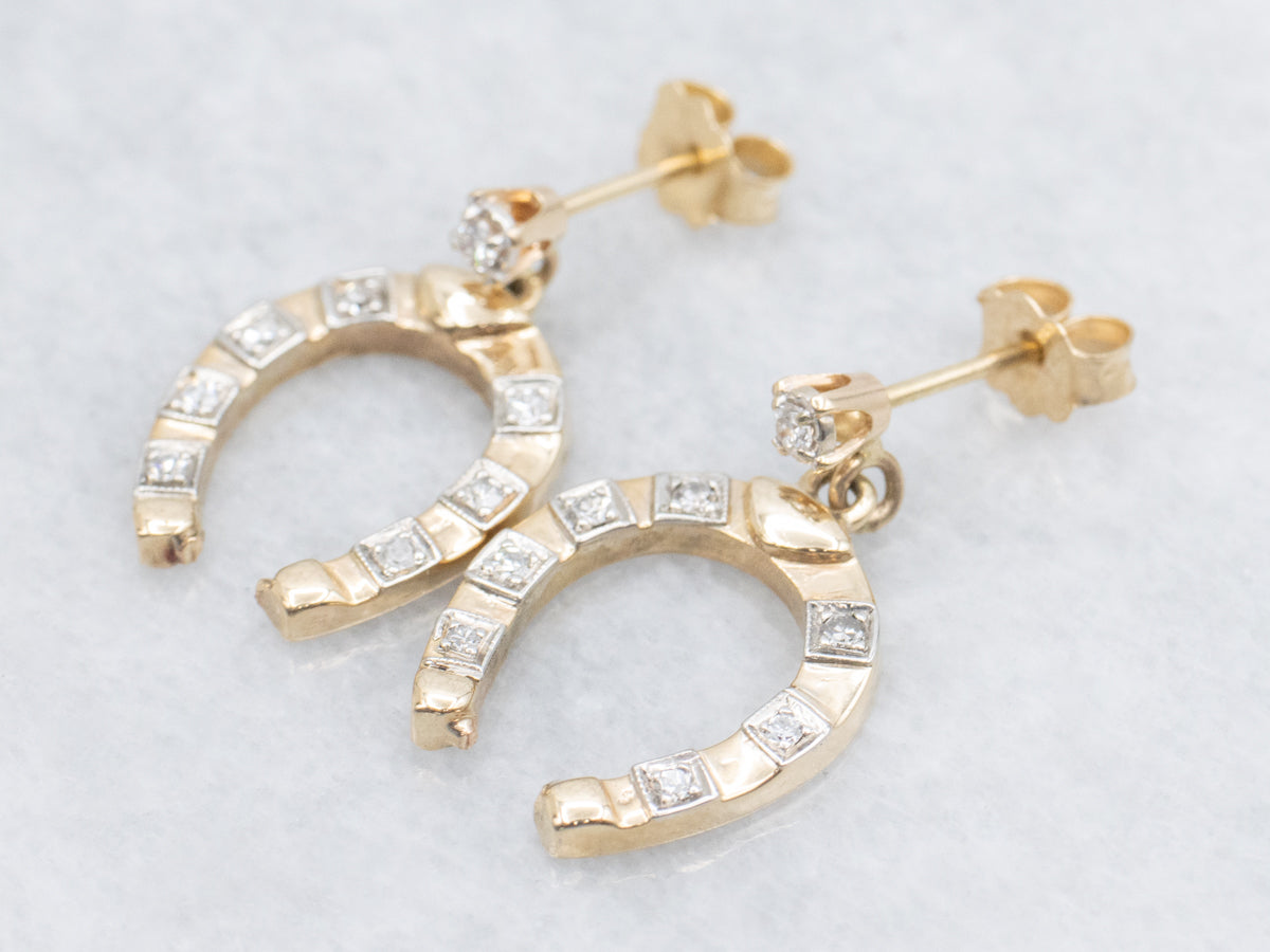 Sparkling Diamond Horseshoe Drop Earrings