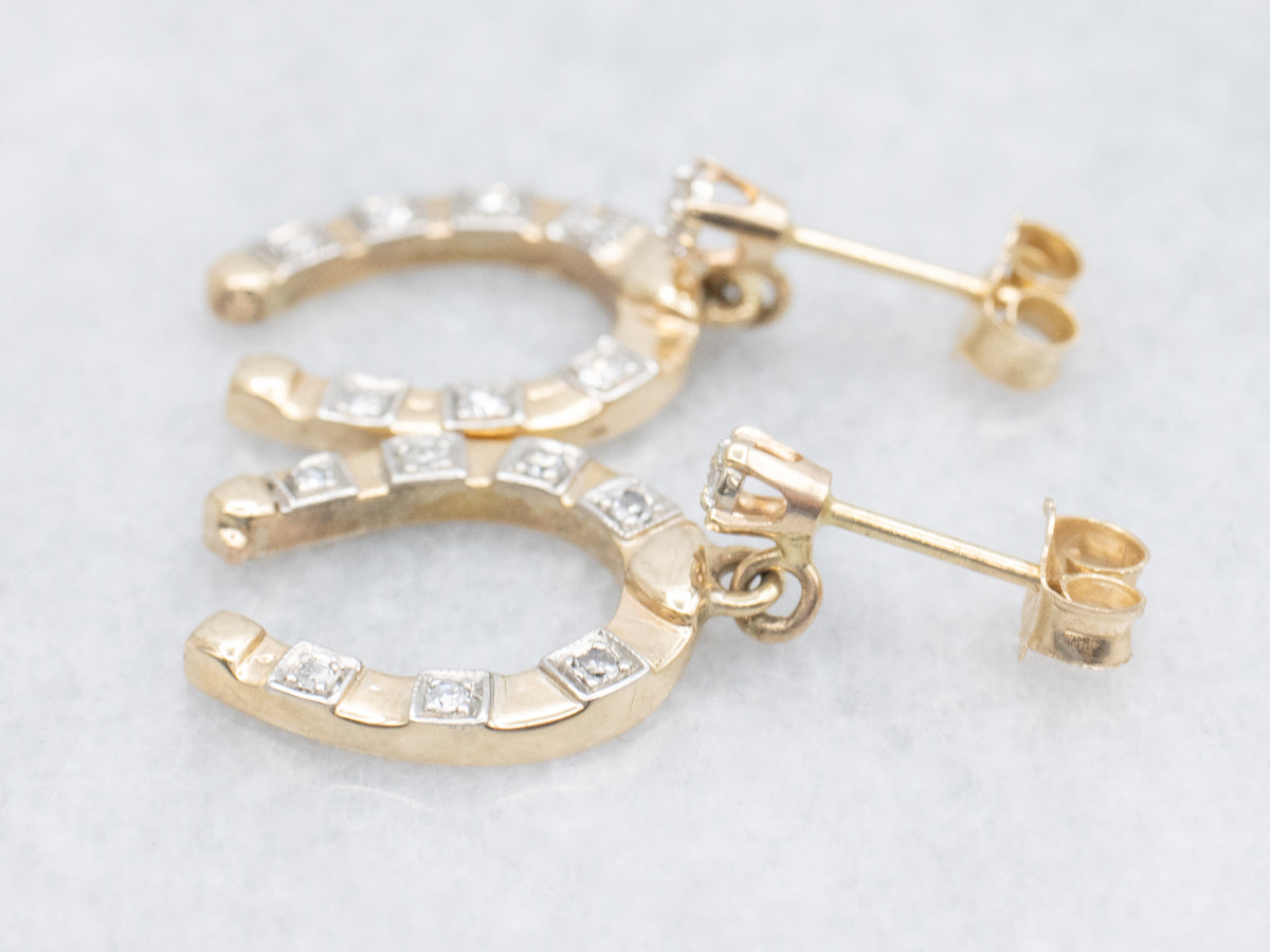 Sparkling Diamond Horseshoe Drop Earrings