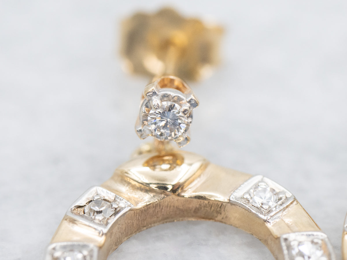 Sparkling Diamond Horseshoe Drop Earrings