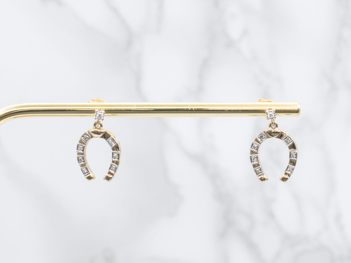 Sparkling Diamond Horseshoe Drop Earrings