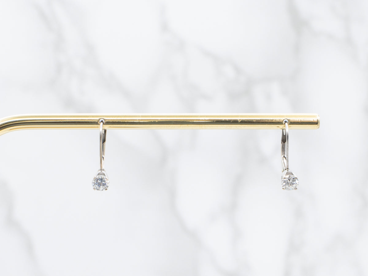 Simple Brilliant Diamond White Gold Drop Earrings