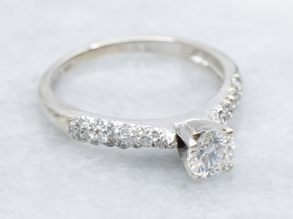 Beautiful Round Brilliant Diamond White Gold Engagement Ring