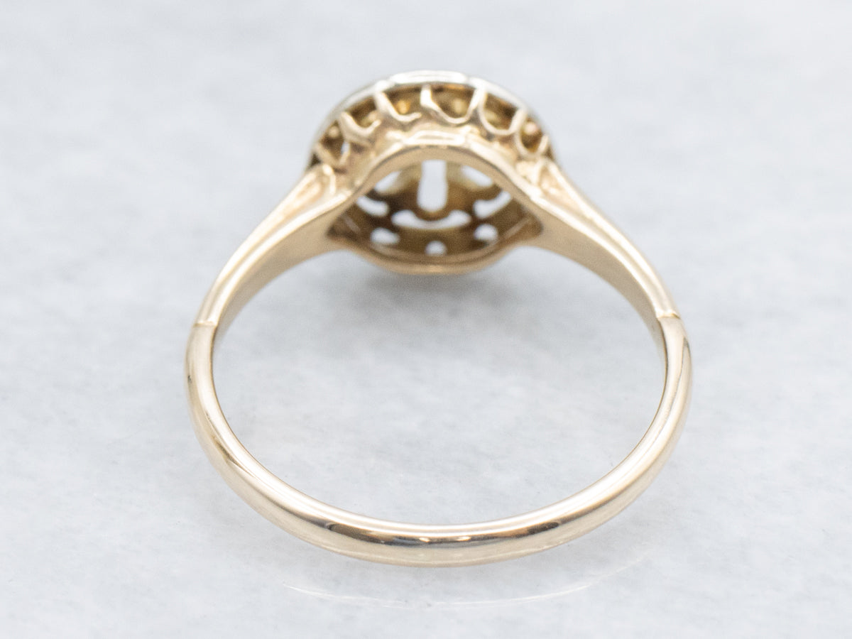 Vintage Two-Tone Gold Diamond Floral Filigree Ring