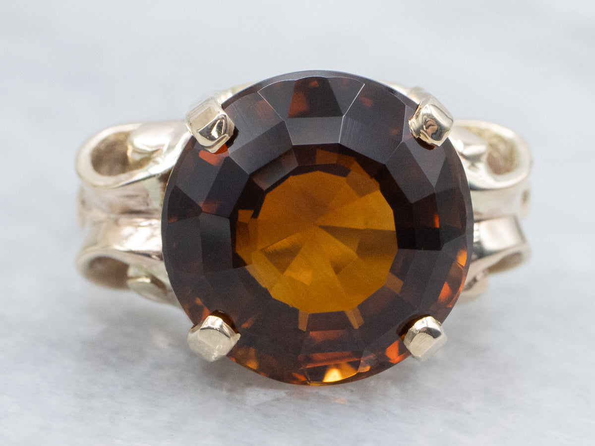 Deeply Saturated Citrine and Gold Ring