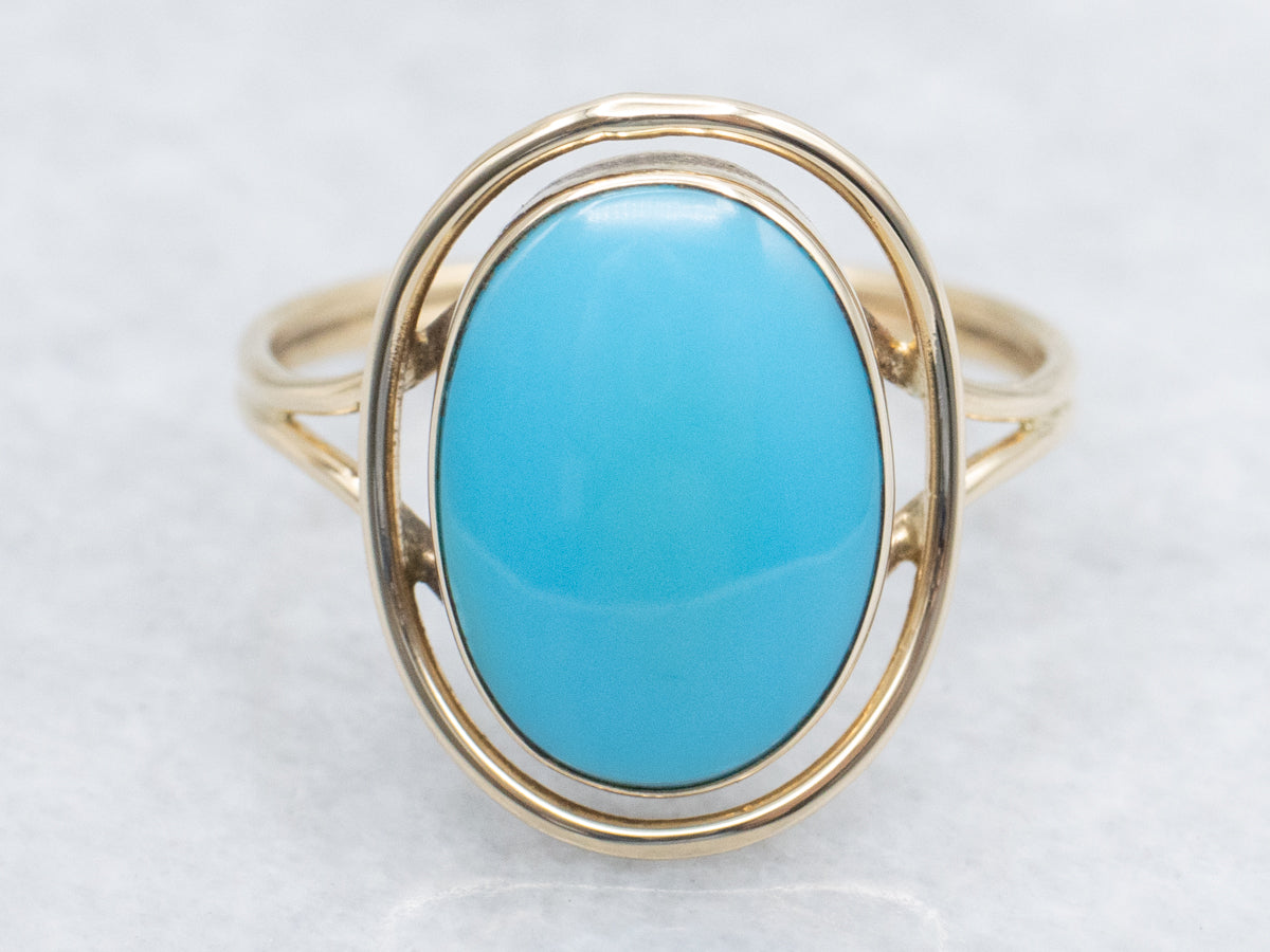 Vintage Gold Bezel-Set Turquoise Ring