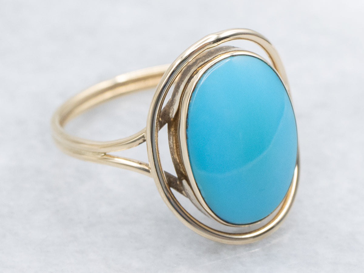 Vintage Gold Bezel-Set Turquoise Ring