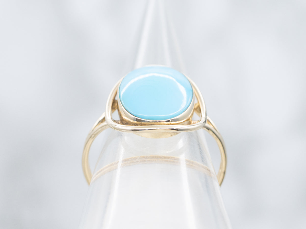 Vintage Gold Bezel-Set Turquoise Ring