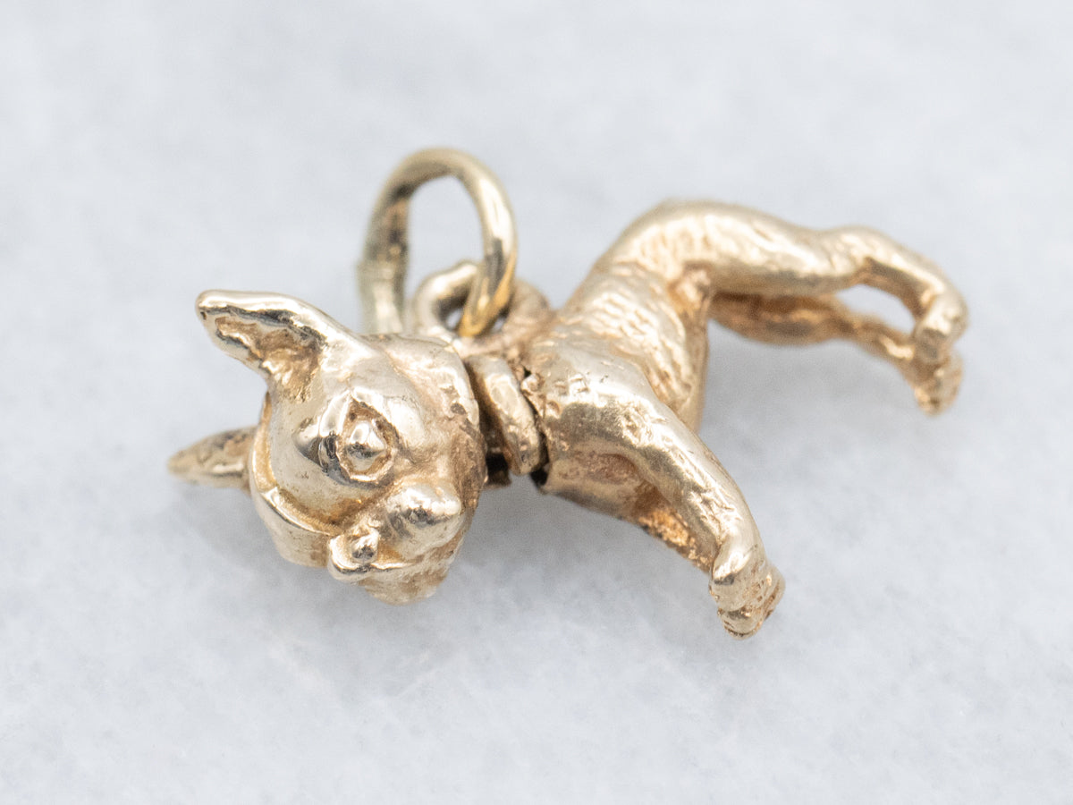 Yellow Gold Bobble Head French Bulldog Charm
