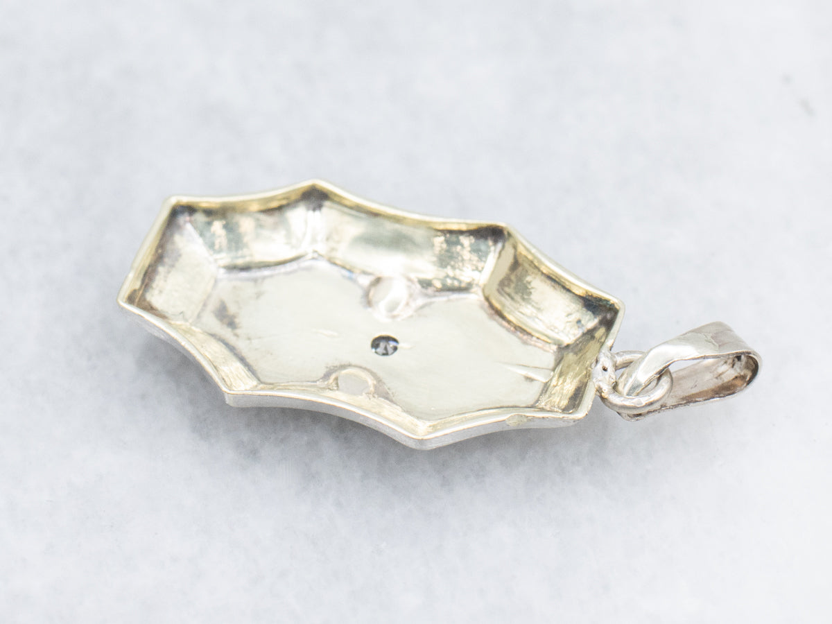 Diamond Cufflink Conversion Greek Key Patterned Gold Pendant