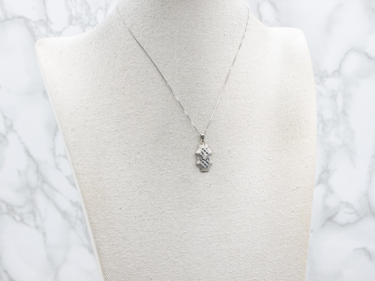 Diamond Cufflink Conversion Greek Key Patterned Gold Pendant