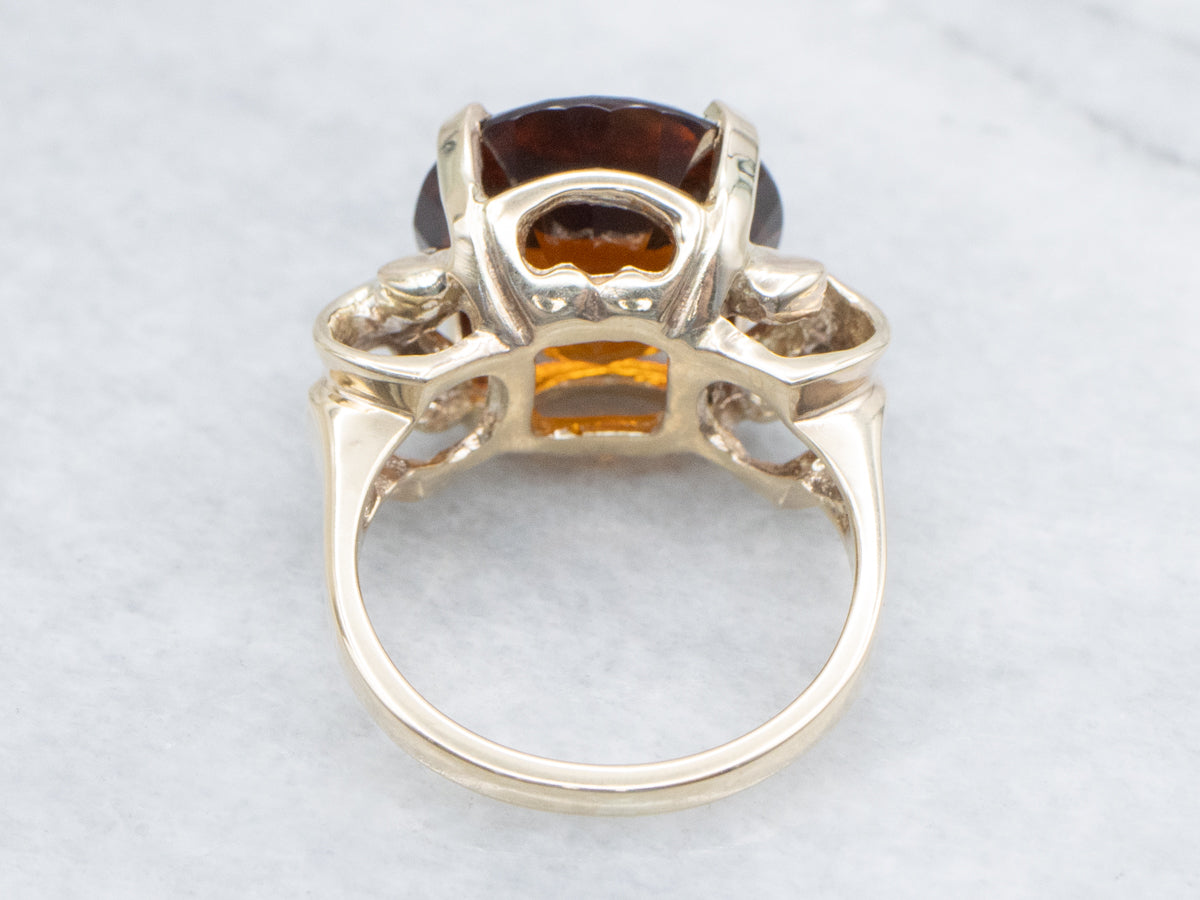 Deeply Saturated Citrine and Gold Ring